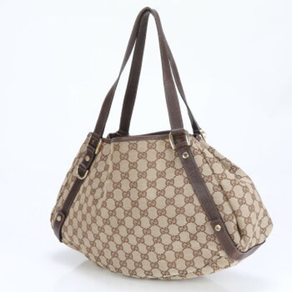 Gucci GG canvas leather Shoulder Bag Tote beige brown - Picture 2 of 11